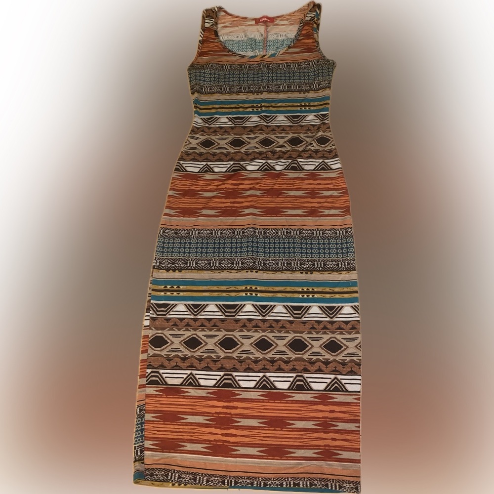 MIDI Tank Aztec pattern dress. XS Stretchy, light material
